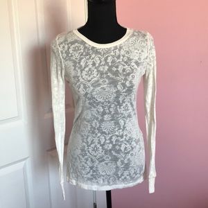 Super cute cream BKE burnout long sleeve shirt